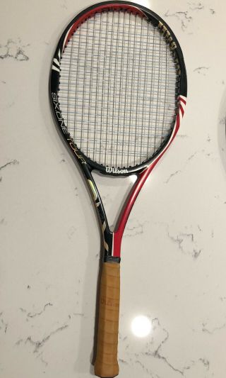 Wilson Blx Six - One Tour 90 Rf Tennis Racquet 4 3/8 W/ Gut Strings Rare