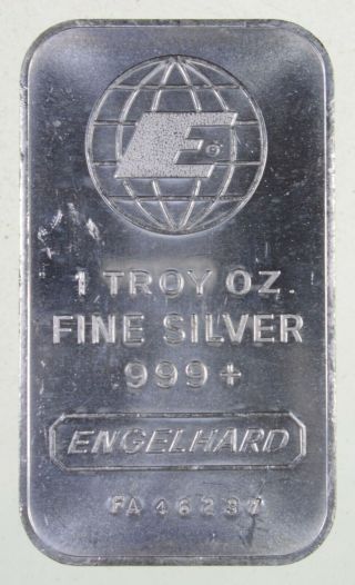 Rare Silver 1 Troy Oz.  Engelhard Bar.  999 Fine Silver 900