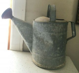 Vintage Antique Number 12 Galvanized Metal Watering Can With Sprinkler Head