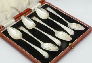 Fine Rare George Cowles Cased Set Of 6 18th Century Solid Silver Spoons Hm 1792