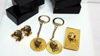 & Vintage Bob Hope Gold - Tone Cufflinks,  Key Rings & Money Clip Set W/boxes
