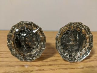 2 Vintage Crystal Glass Door Knobs 12 Points 2” Matching Pair