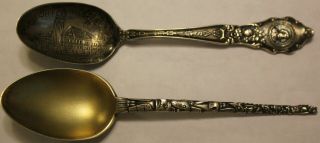 Sterling Silver Souvenir Spoons - Spokane Washington & Seattle Totem Pole