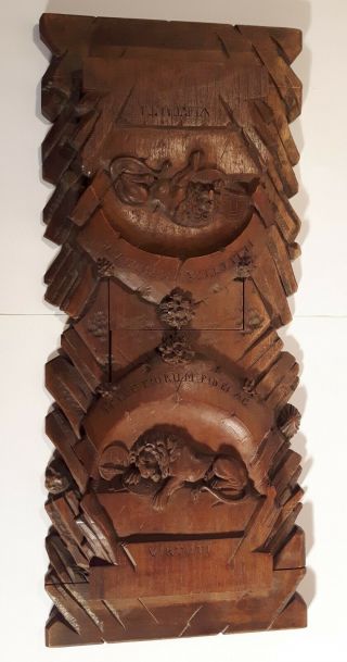 Antique Carved Wood Lion Of Lucerne Book Holder Rack Bookends Switzerland