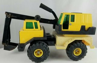 Vintage Tonka Toy Back Hoe Excavator Loader Truck Yellow 16”