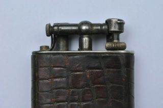 RARE 1920 ' s DUNHILL UNIQUE LIFT ARM TORCH LIGHTER SWISS MADE ALLIGATOR HIDE NR 3