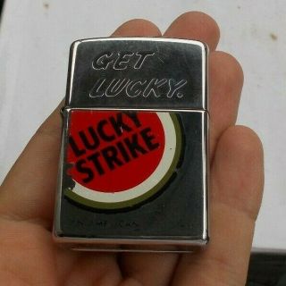 Rare Vintage Get Lucky Zippo Cigarette Lighter Lucky Strike Advertising Look Nr