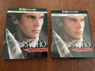 American Psycho 4k Ultra Hd,  Blu - Ray,  Slipcover Rare Uncut - No Digital