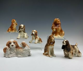 7 Royal Copley Goldscheider Napco Porcelain & Ceramic Spaniel Dog Figurines Mar