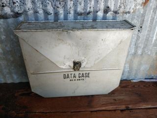 Vintage Industrial Metal Data Case 36g2873 File Storage Box Riveted Top Secret