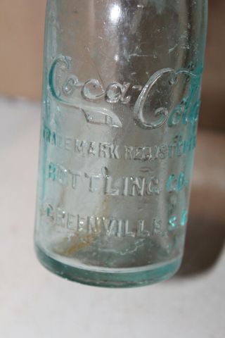 Straight Side Coca Cola Bottle Greenville South Carolina Sc Mid Script Rare