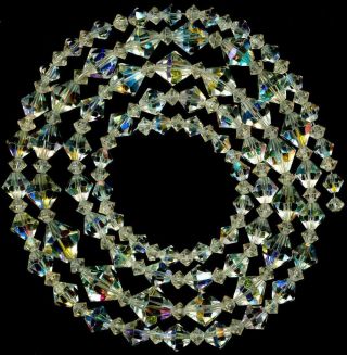 Beads Swarovski Cut Austrian Crystal Ab Flash Clear Faceted 6 - 15mm 34 " Vintage