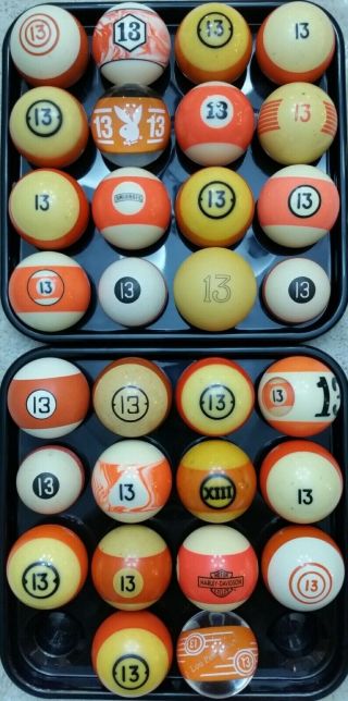 13 Pool Ball From $8 Shipped,  1500 Vintage,  Antique Billiard Balls Clay,  Aramith