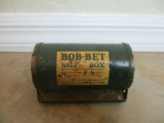 Vtg Antique " Bob - Bet Bait Box " (for Worms) Walter S.  Cole,  Beaver,  Wisc