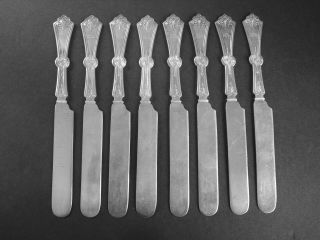 Set Of 8 Antique Persian C.  1871 Silver Plated Solid Breakfast Knives