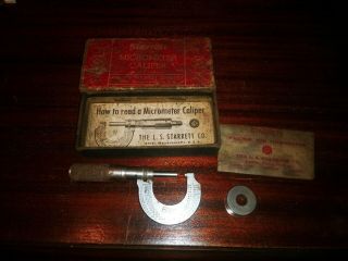 Antique Starrett Micrometer Caliper Complete Usa