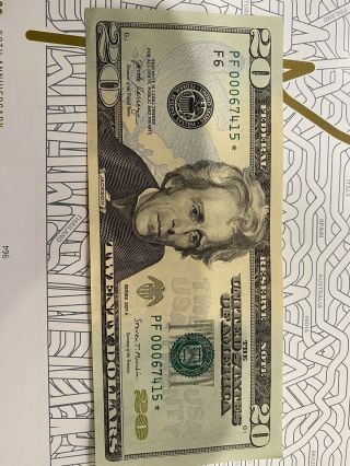 2017 $20 Dollar Bill - Rare - Star Note.  Low Serial Pf 00067415