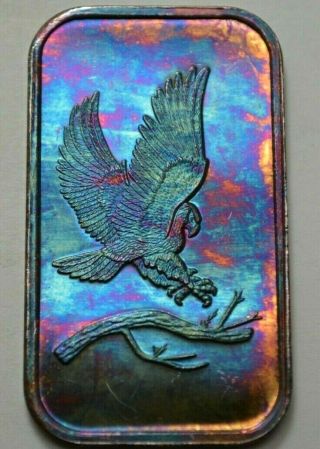 Rare Vintage Flying Eagle 1 Oz.  999 Fine Silver Bars By Silvertowne,  Toned,  Nr