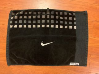 Rare Nike Tiger Woods Black Golf Towel Jacquard For Golfing Bag