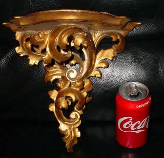 Very Ornate Antique Carved Gold Giltwood Itallian Wall Shelf N/r