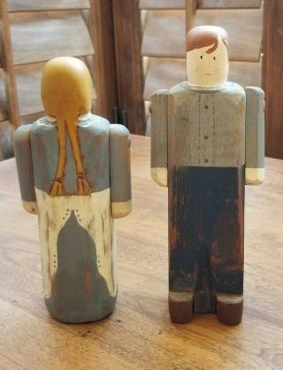 Wolf Creek Hand Carved Wood Primitive Folk Art Figurines Signed