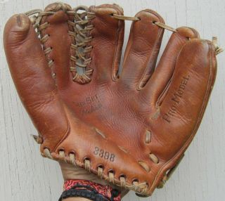 Vintage/antique Pro Model 3398 Leather Baseball Glove Great Patina &