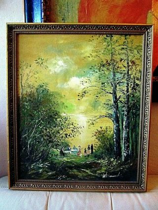 Rare Vintage,  (pilgrims),  Paint And Solid Wood Frame 2