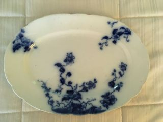 Antique Flow Blue Oval Serving Plate 10 1/4 X 7 3/8