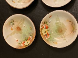 (6) Antique Nippon Hand Painted Trees River Castle Dish Bowl Japan Poppy 4 " Wide