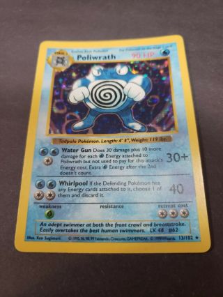 Poliwrath 13/102 Shadowless Holo Rare Base Set Pokemon Card Nm - Lp