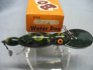 2 VINTAGE WOOD Bomber Waterdog lures in two piece box Frog 611 & - coach dog 659 2