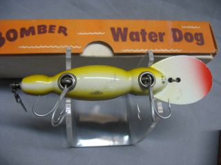 2 VINTAGE WOOD Bomber Waterdog lures in two piece box Frog 611 & - coach dog 659 3