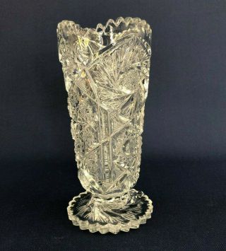 Antique Edwardian Clear Pressed Glass Vase 1900 - 1910