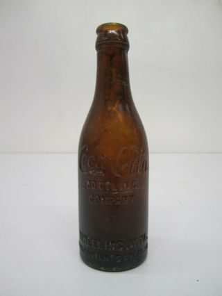 Antique Coca Cola Coke Wheeling Wv Glass Bottle Amber Script Straight Side