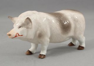 RARE Antique 19thC ERNST BOHNE & SOHNES German Porcelain PIG BOAR Figurine 2