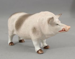 RARE Antique 19thC ERNST BOHNE & SOHNES German Porcelain PIG BOAR Figurine 3