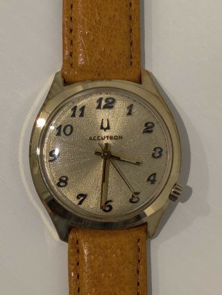 Rare Vintage 1973 Bulova Accutron 218 10k Rgp Watch And Keeps Time