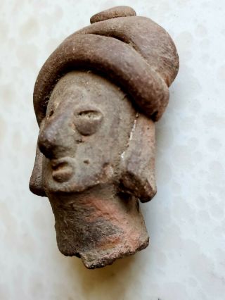 Pre Columbian Mayan ? Aztec Native Mexico Artifact Effigy Clay Face