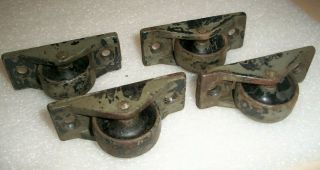 4 - Antique Industrial Table - Kitchen Island Cast Iron Wheels & Mounting Screws