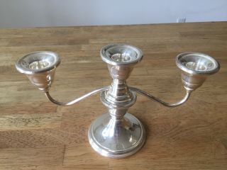 (1) Vintage Silver Candlestick/candelabra,  3 - Light,  2 - Arm Candleholder