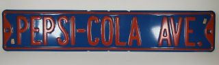 Vintage " Pepsi - Cola Ave " 30” X 6” Heavy Metal Street Sign Rare