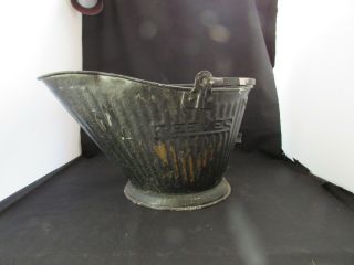 Vintage Galvanized Reeves Coal / Ash Bucket Fireplace Hog Scuttle