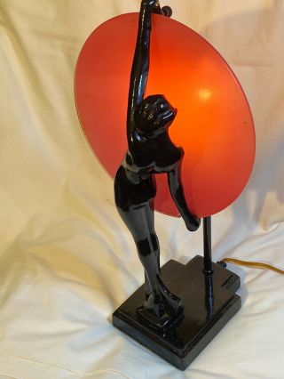 Rare Antique Silhouette Art Deco Frankart Sarsaparilla Nude Woman Bronze Lamp