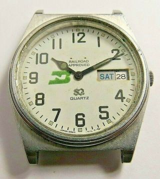 Vintage Mens Quartz Seiko Railroad Watch 6923 - 7039 White Dial