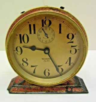 Antique Westclox Big Ben Peg Legs Alarm Clock Pink Pat 1927