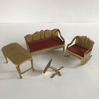 Vintage Tootsietoy My Dolly’s Doll House Furniture Living Room Sofa Chair Table