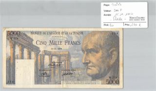 Billet Tunisie - 5000 Francs 15 - 11 - 1950 - Rare