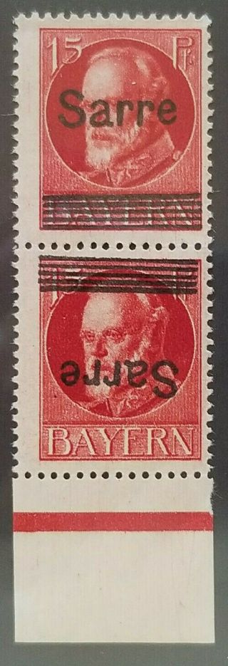German Sarre " Saargebiet " Error,  Rare Signed Bpp " Mnh " 68