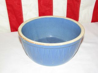 Vintage Antique Ruckels/ White Hall Pottery Sawtooth Pattern Pottery Blue Bowl