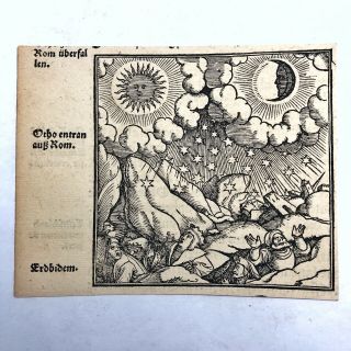 Rare Ca.  1500 Woodcut Print Munsters Cosmographia German Wood Block Incunabula G
